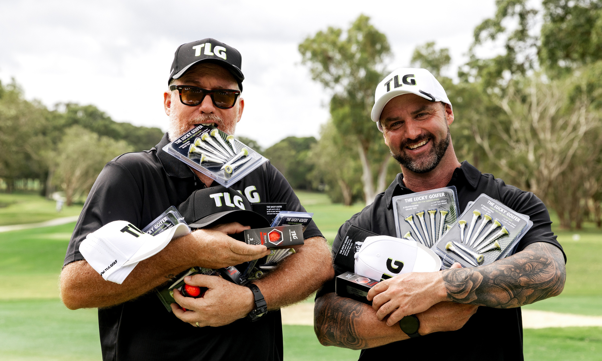 Premium golf gear limited edition golf balls, professional tough plastic tees, metal divot tool, golf hats for men and women The Lucky Golfer